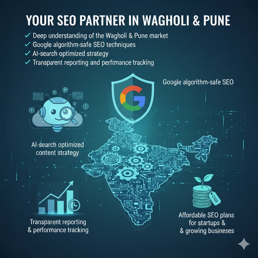 Search engine optimization services in Wagholi Pune

Local SEO services in Wagholi for higher Google rankings

SEO experts in Wagholi improving website visibility

On page and off page SEO services in Wagholi

Affordable SEO services in Wagholi Pune